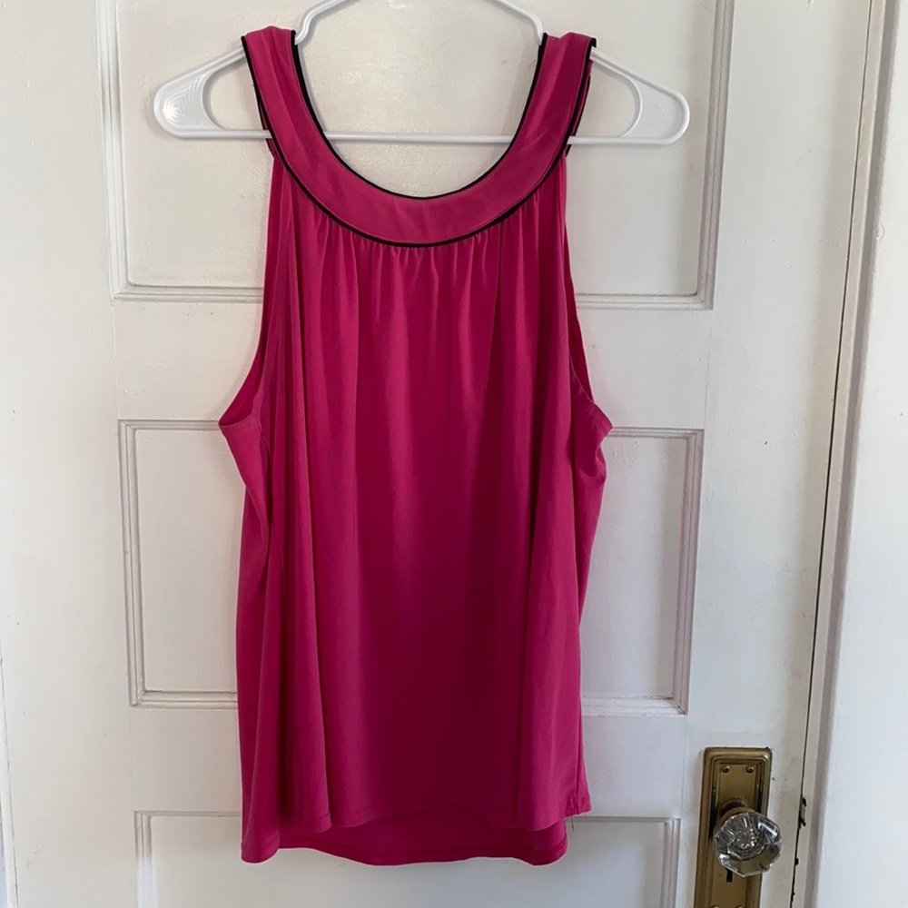 Notations women’s XL pink black trim rounded neckline tank top Y2K office